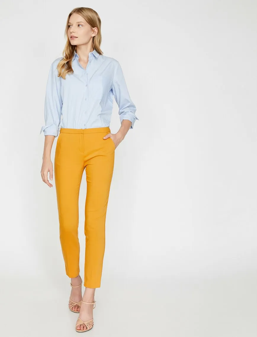 16298 Mustard Pocket Detail Trousers