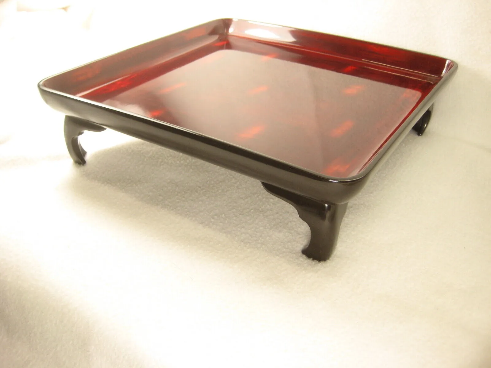 Antique Japanese (C.1890)  Wood & Lacquer Obon Ozen Tray Neguro Red Black