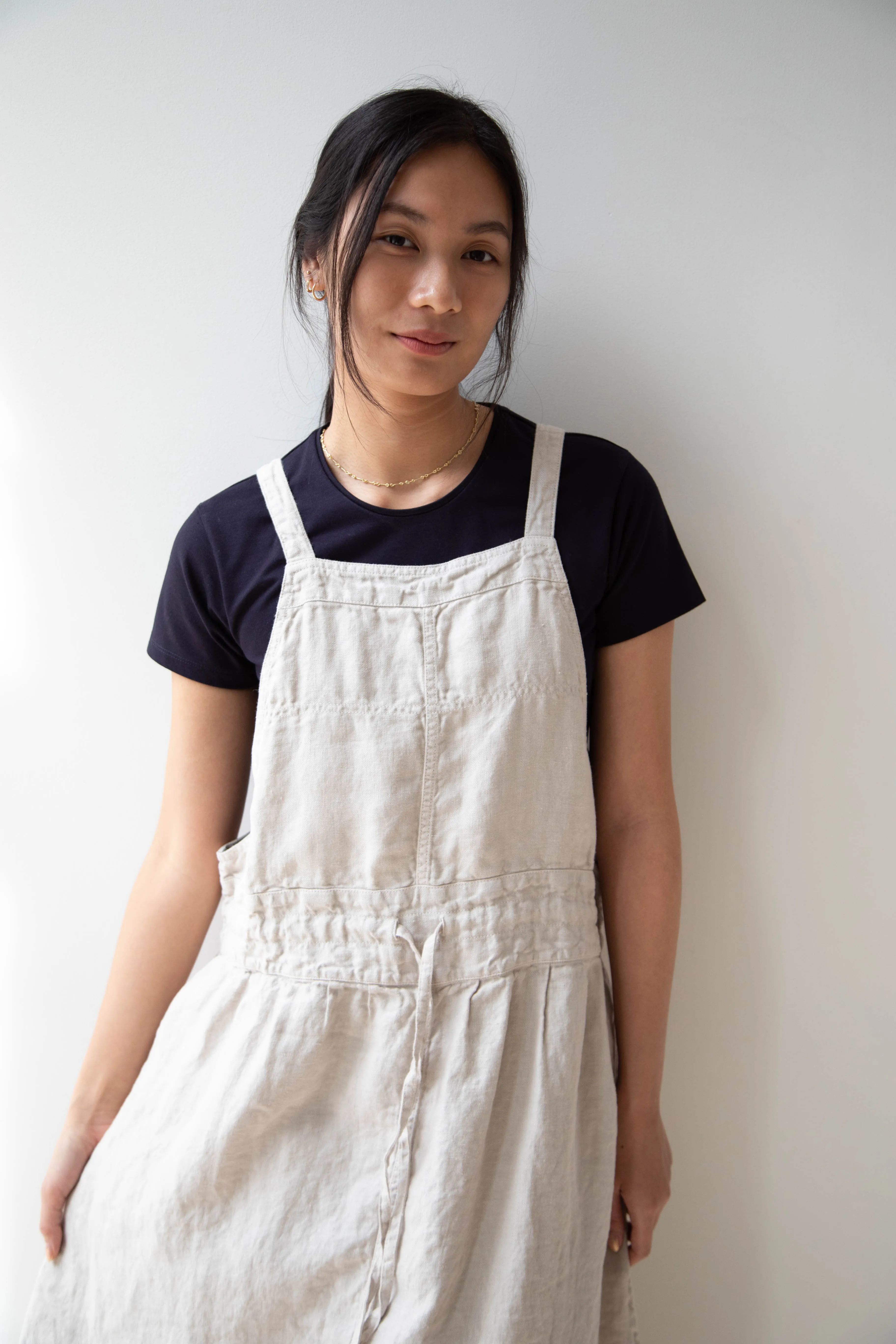 Armen | Linen Apron Dress in Greige