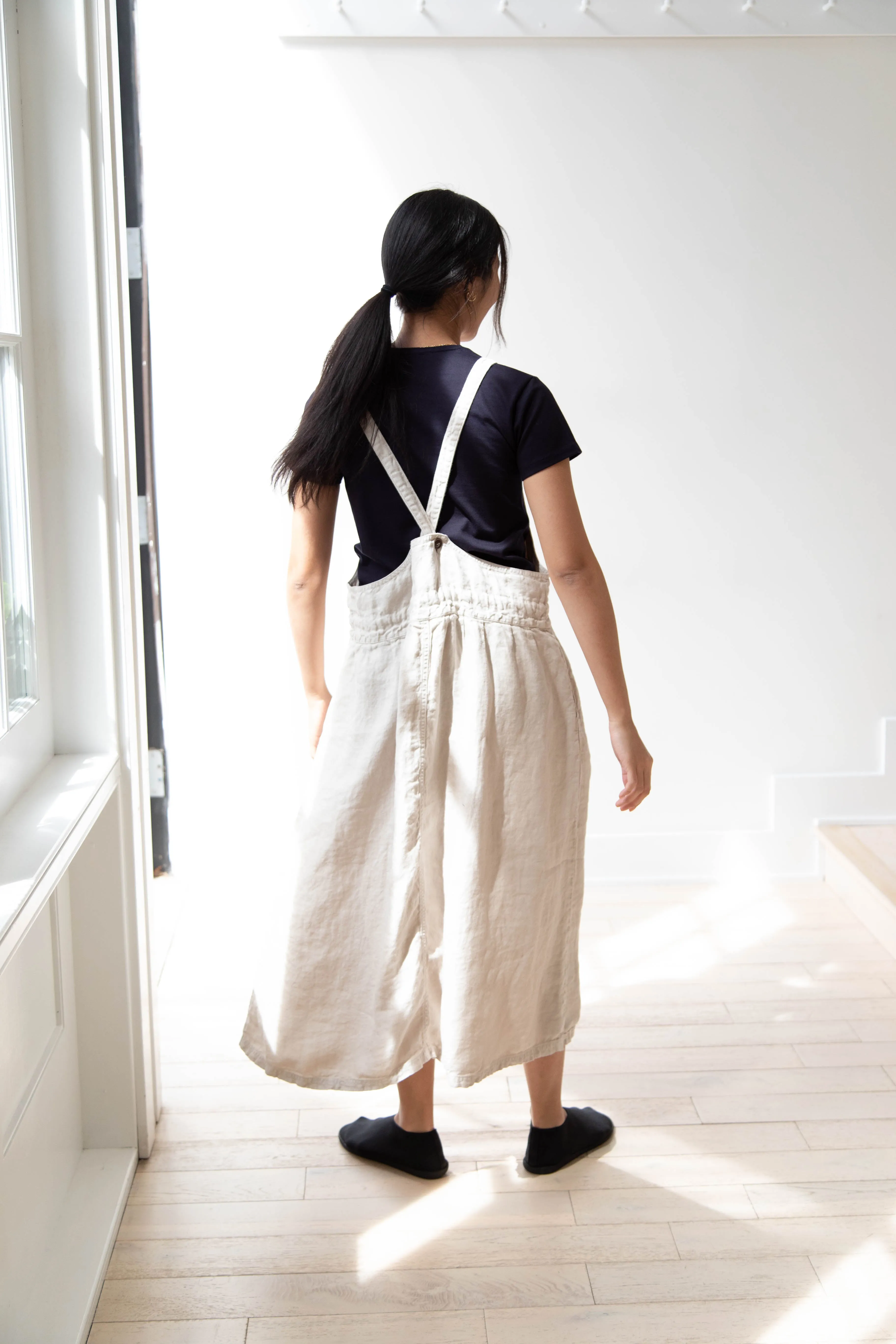 Armen | Linen Apron Dress in Greige