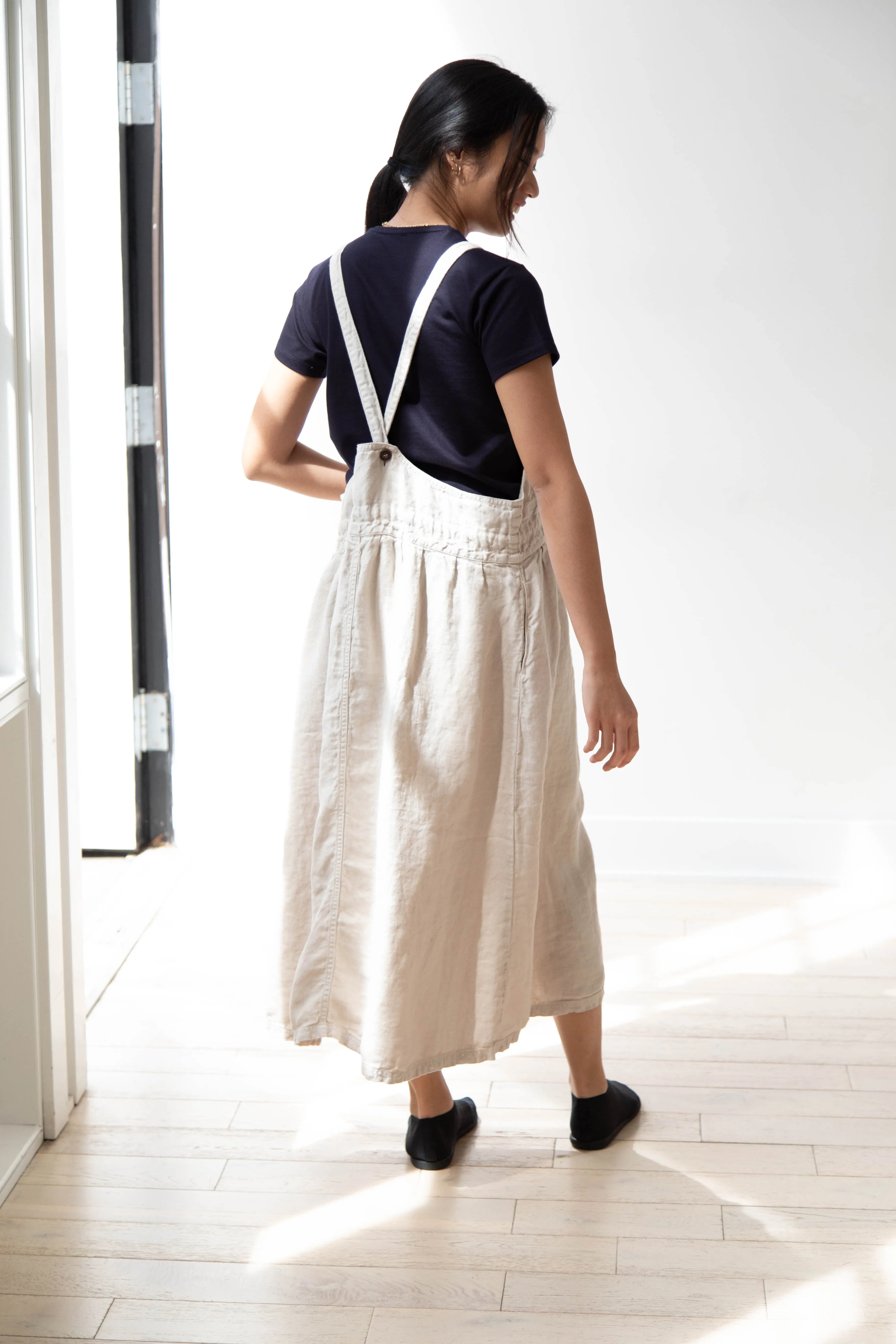 Armen | Linen Apron Dress in Greige