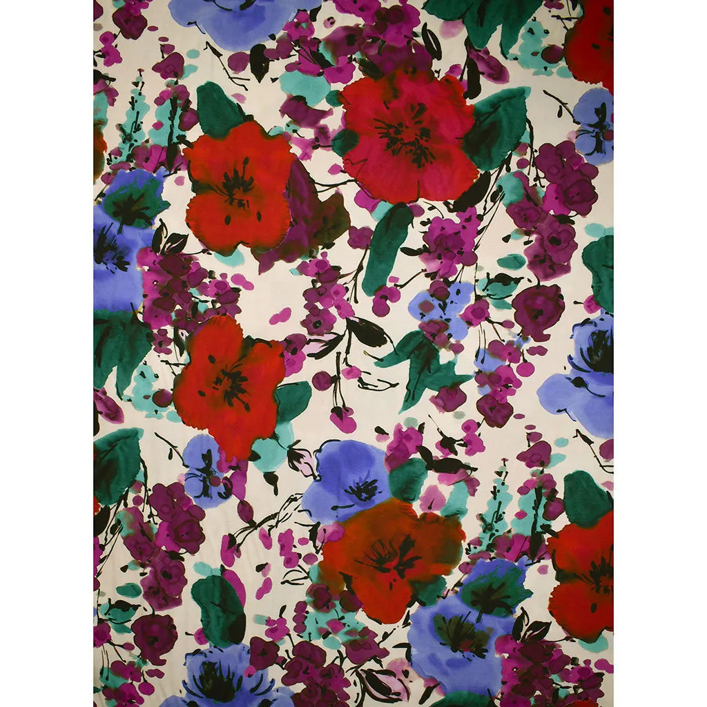 Atelier Jupe Painterly Flower Garden Rayon Cream/Red SY