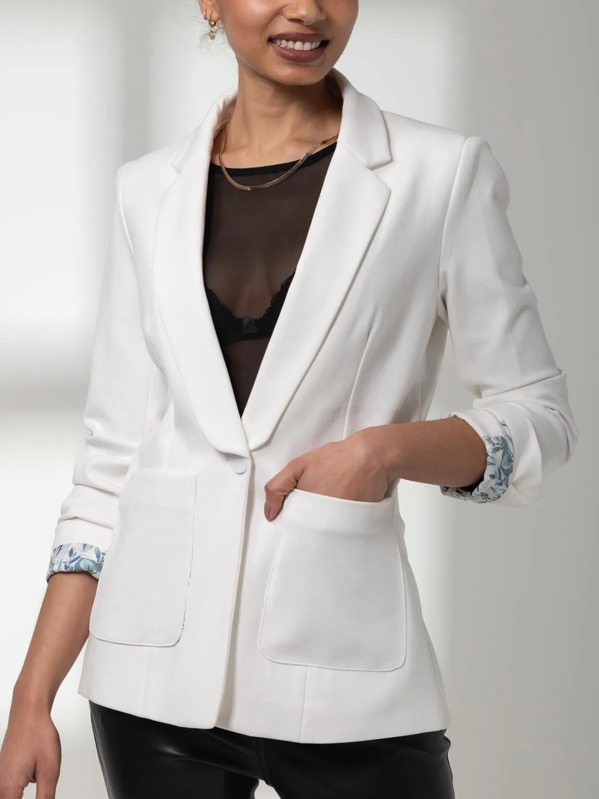 Baylin Tailored Blazer, Ivory