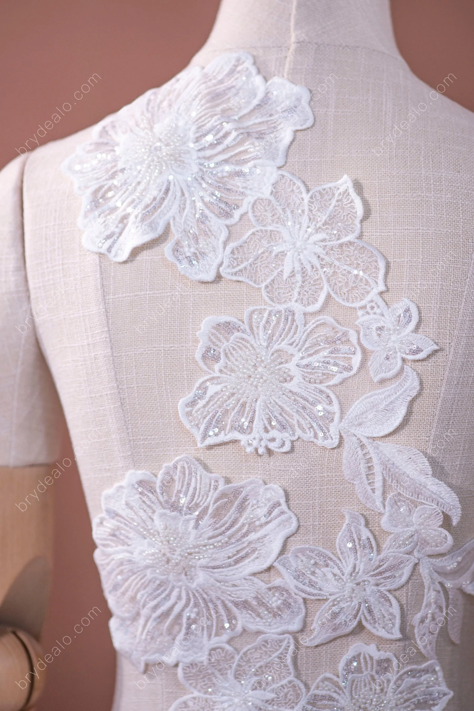 Beautiful Sequin Flower Designer Lace Applique