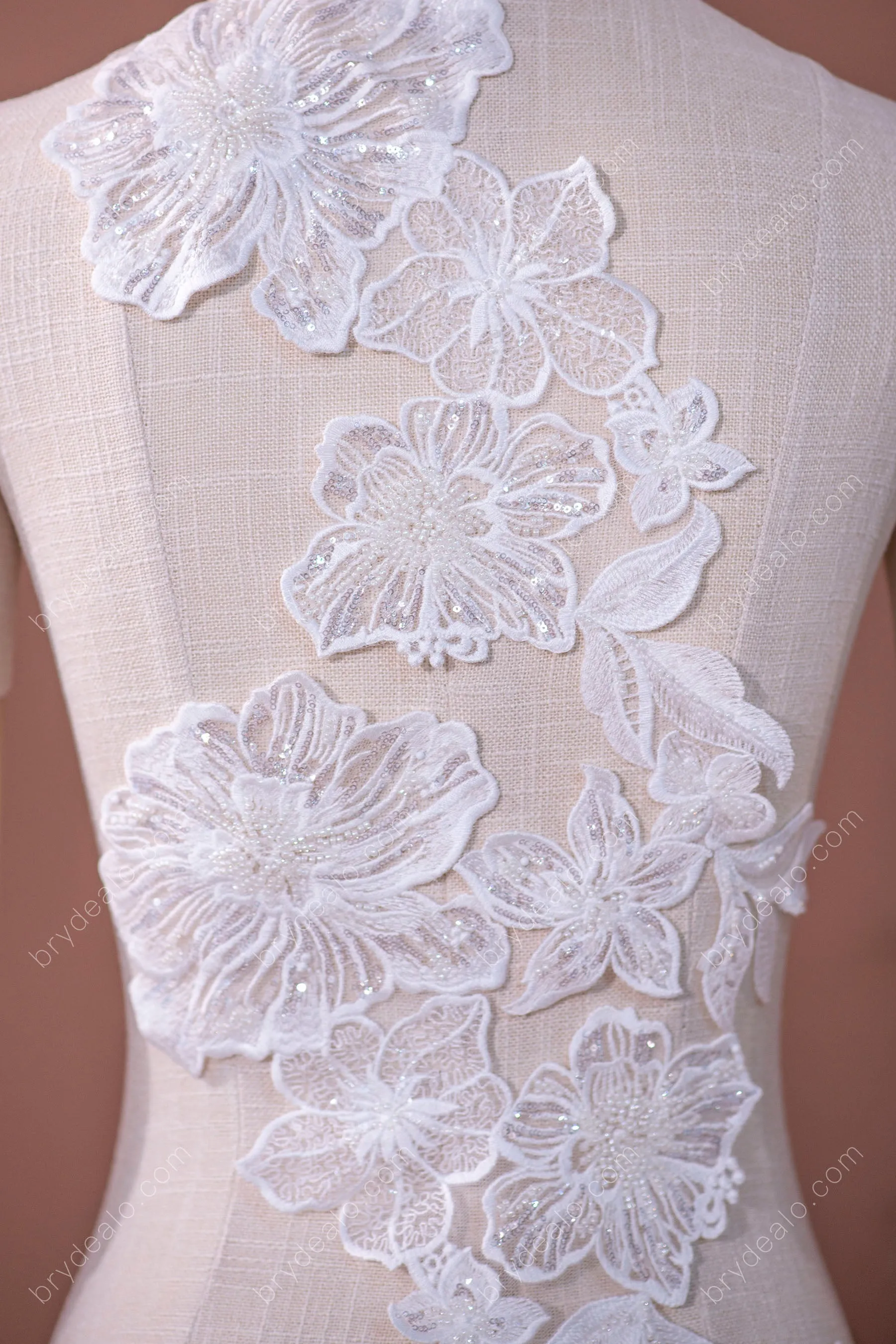 Beautiful Sequin Flower Designer Lace Applique