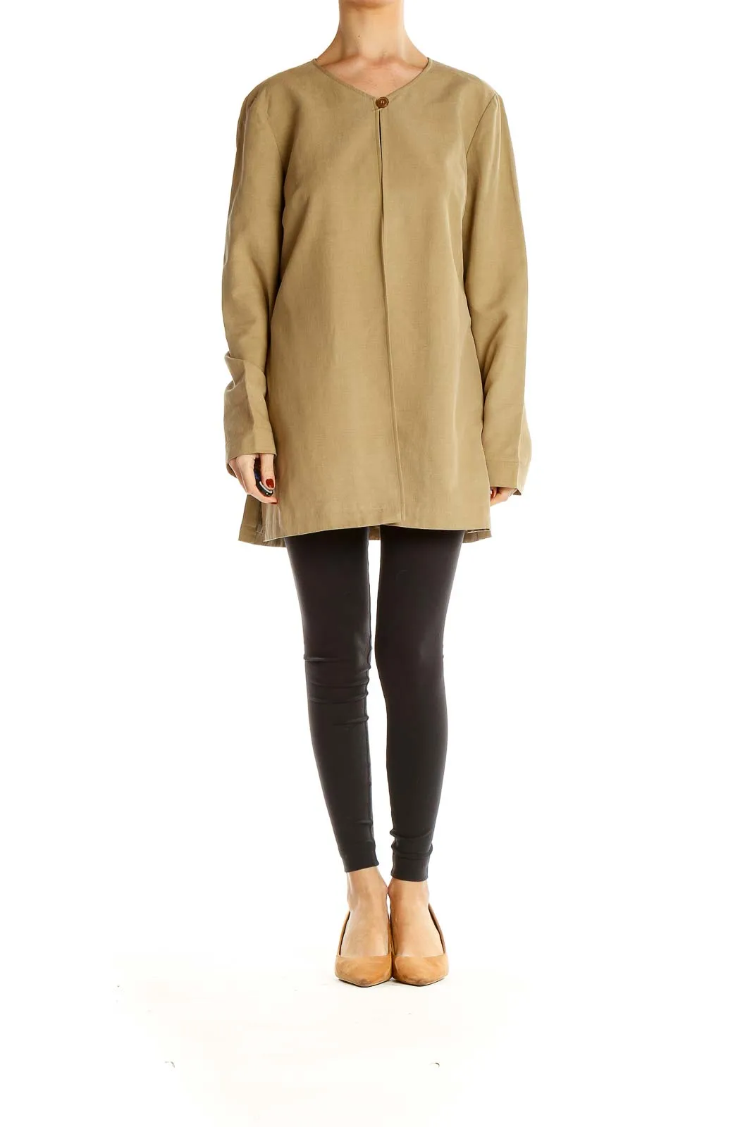 Beige Elegant Long Coat