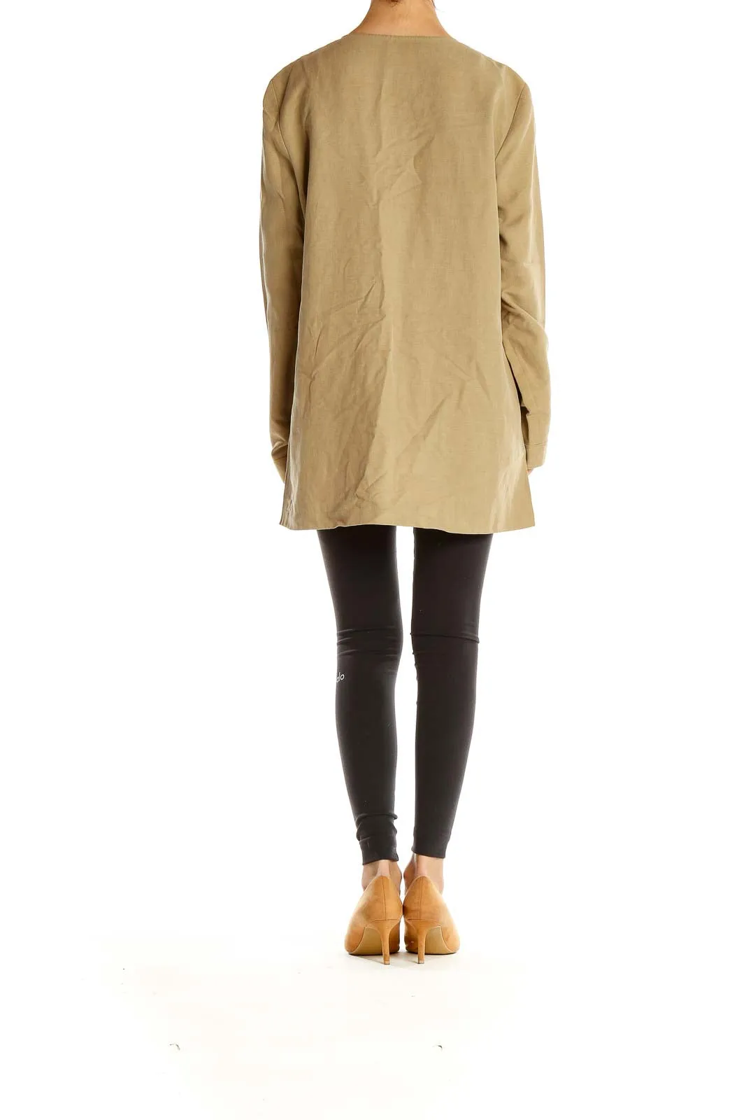 Beige Elegant Long Coat