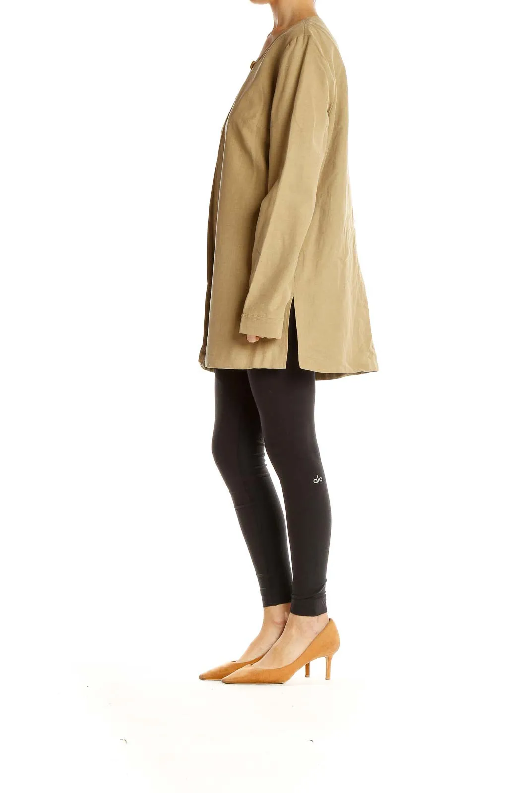 Beige Elegant Long Coat