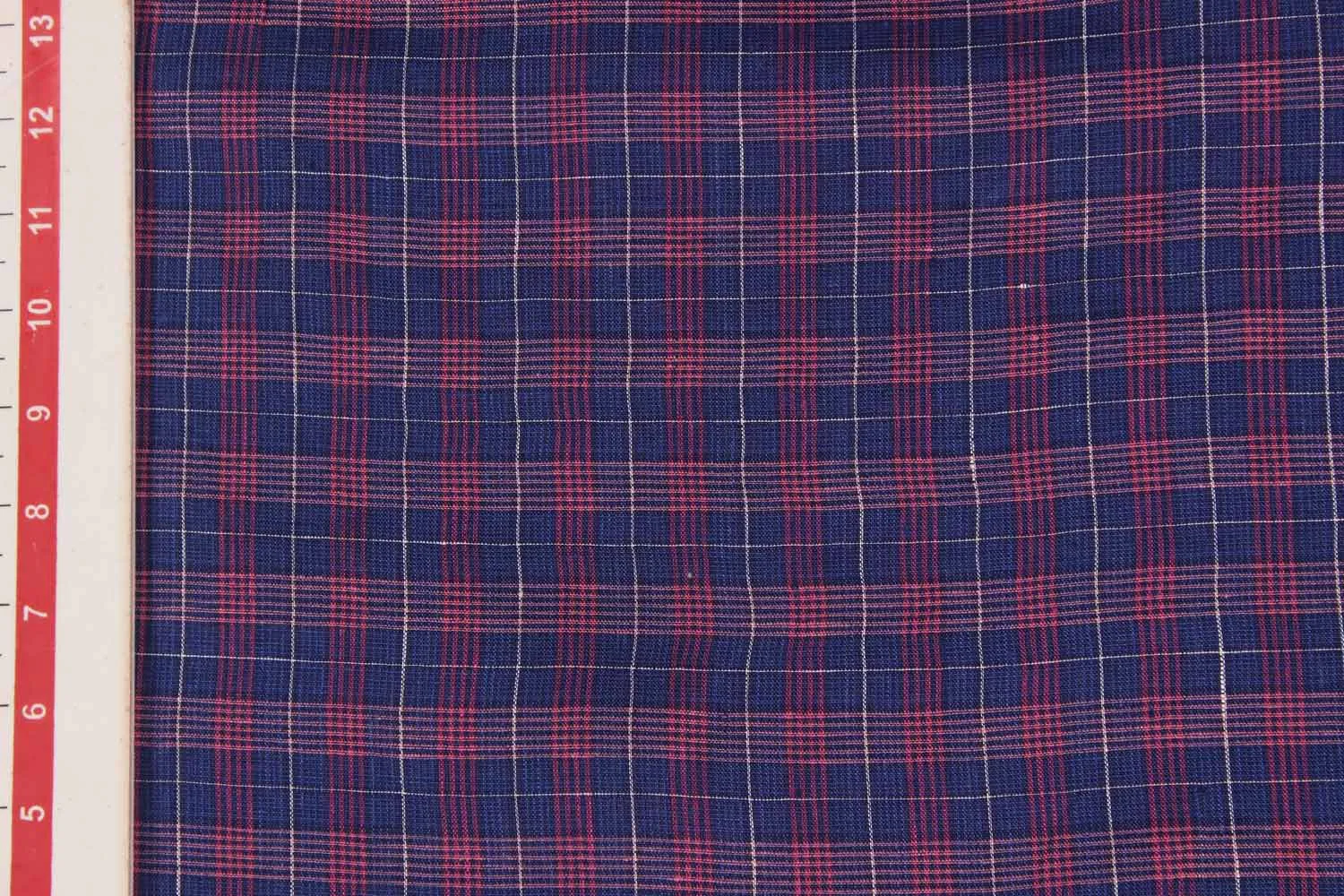 Blue & Pink Checks Yarn dyed Linen Fabric