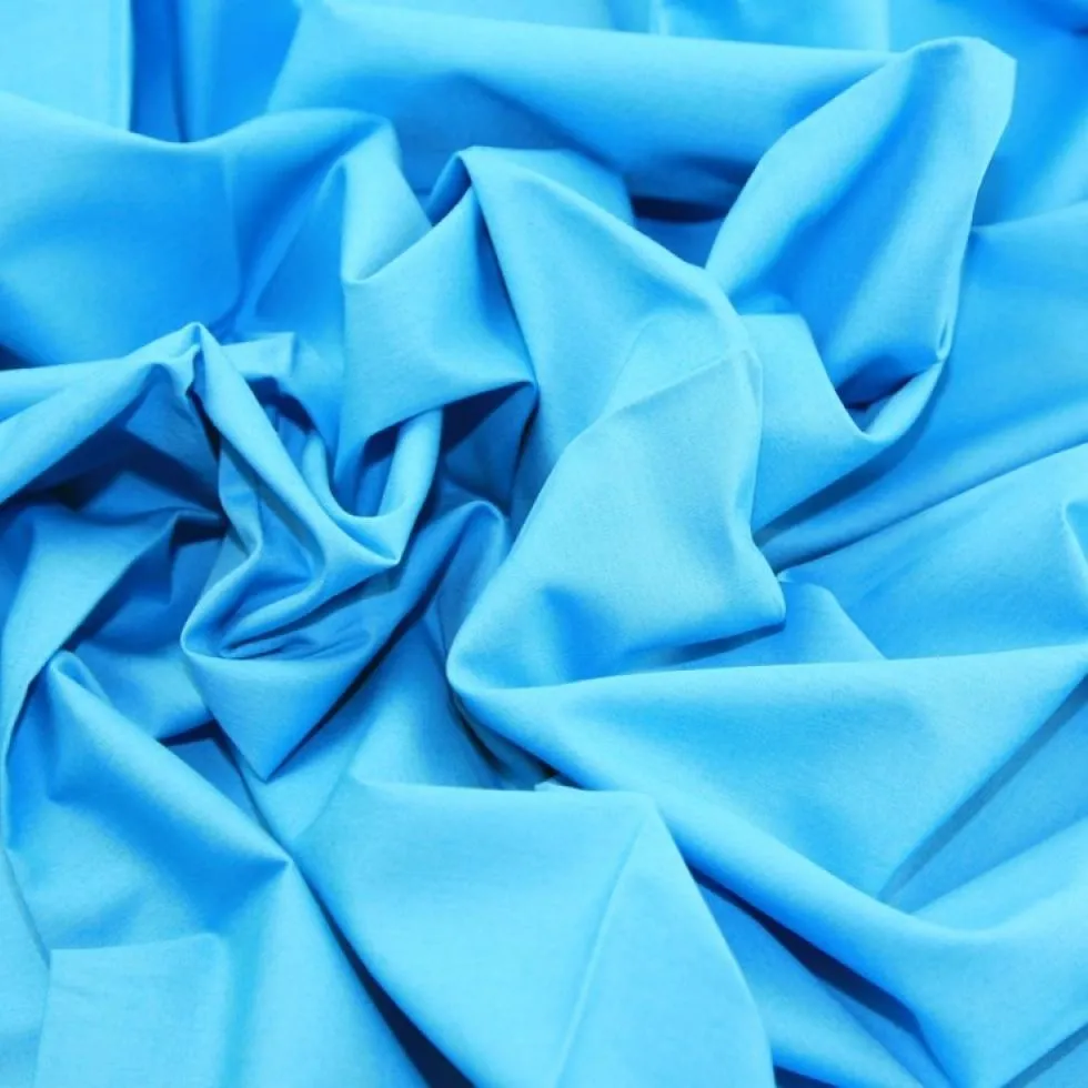 Blue Plain Rose & Hubble Cotton Poplin Fabric