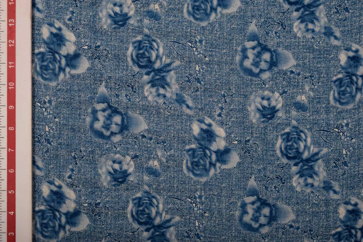 Blue Printed Dupion Fabric