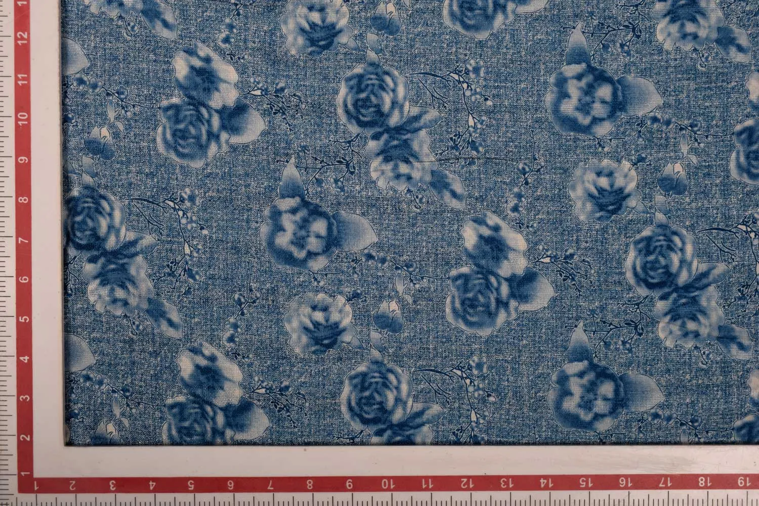 Blue Printed Dupion Fabric