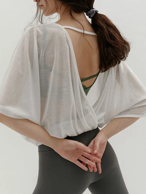 Breathable Solid Color Half Sleeves Loose Round-Neck T-Shirts Tops