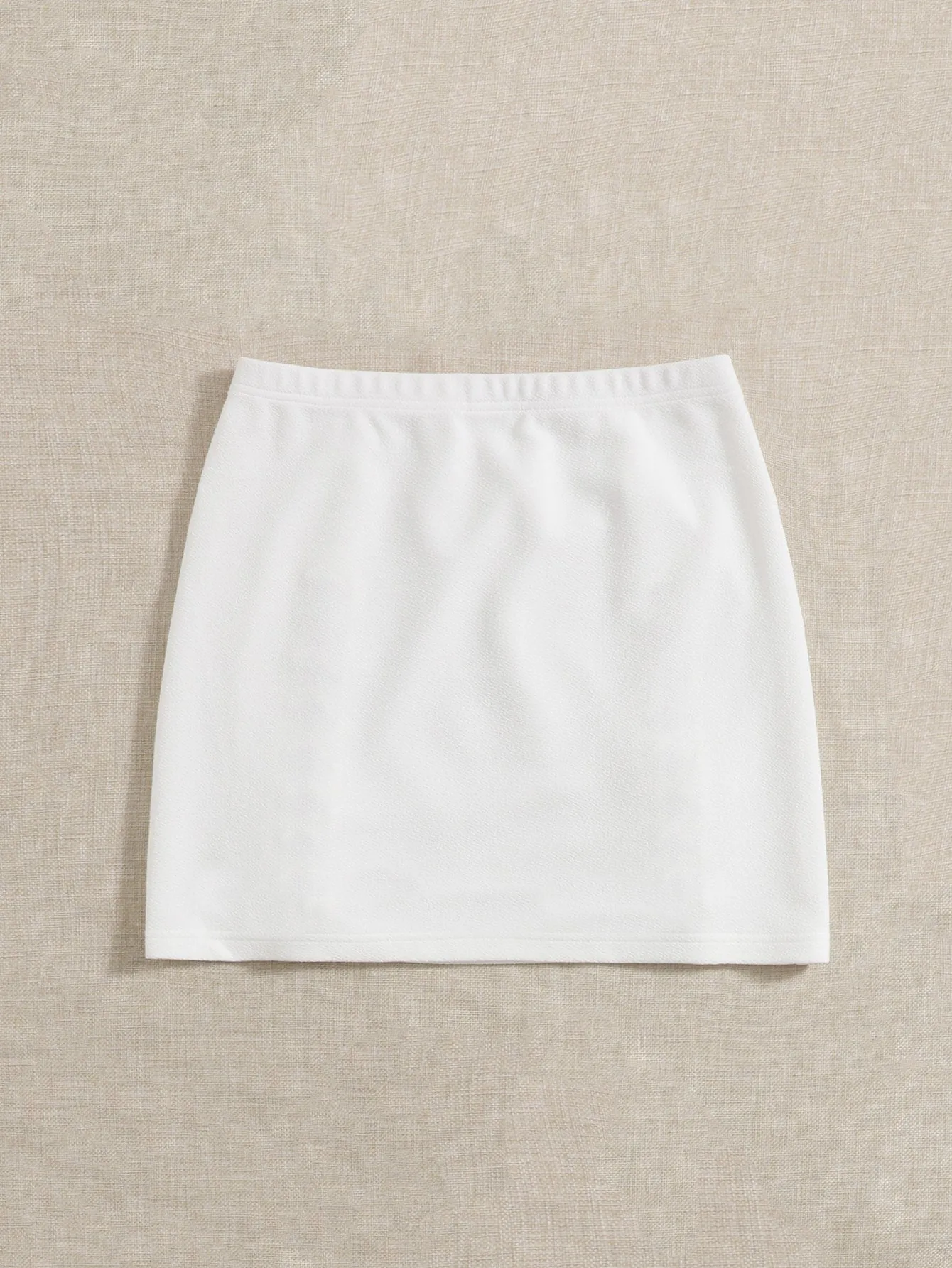 Casual Plain Grommet Eyelet Natural Mini Women Skirt