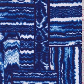 Cobalt/Violet Static Patchwork Crinkled Crepe Fabric