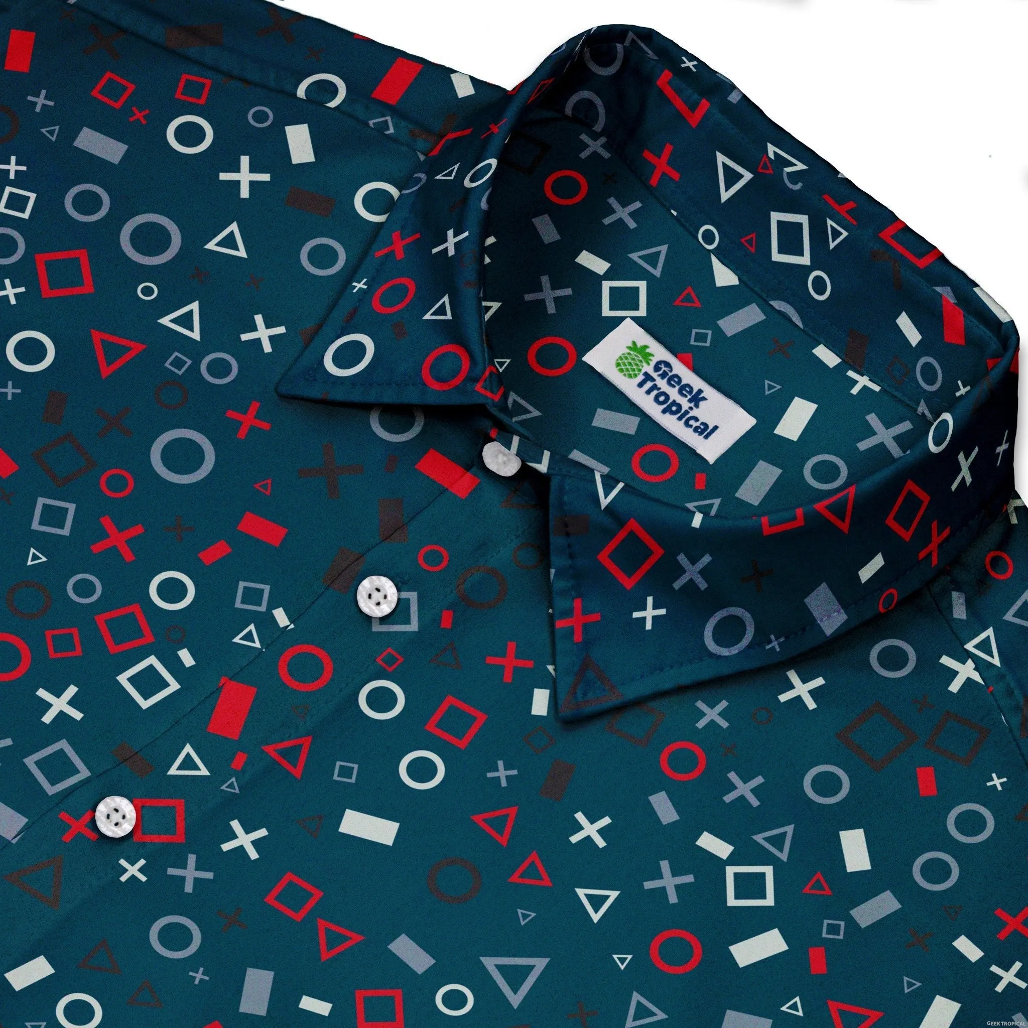 Controller Gamepad Icons Teal Video Game Button Up Shirt