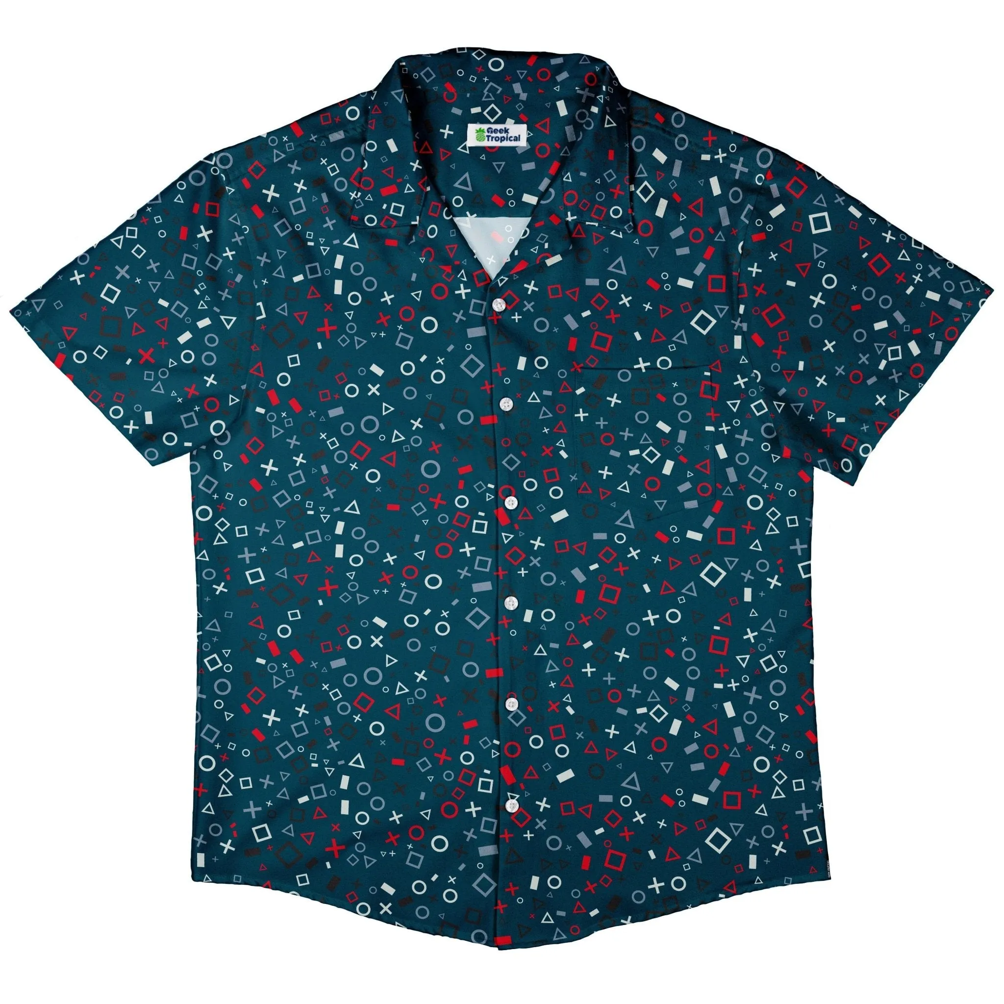 Controller Gamepad Icons Teal Video Game Button Up Shirt