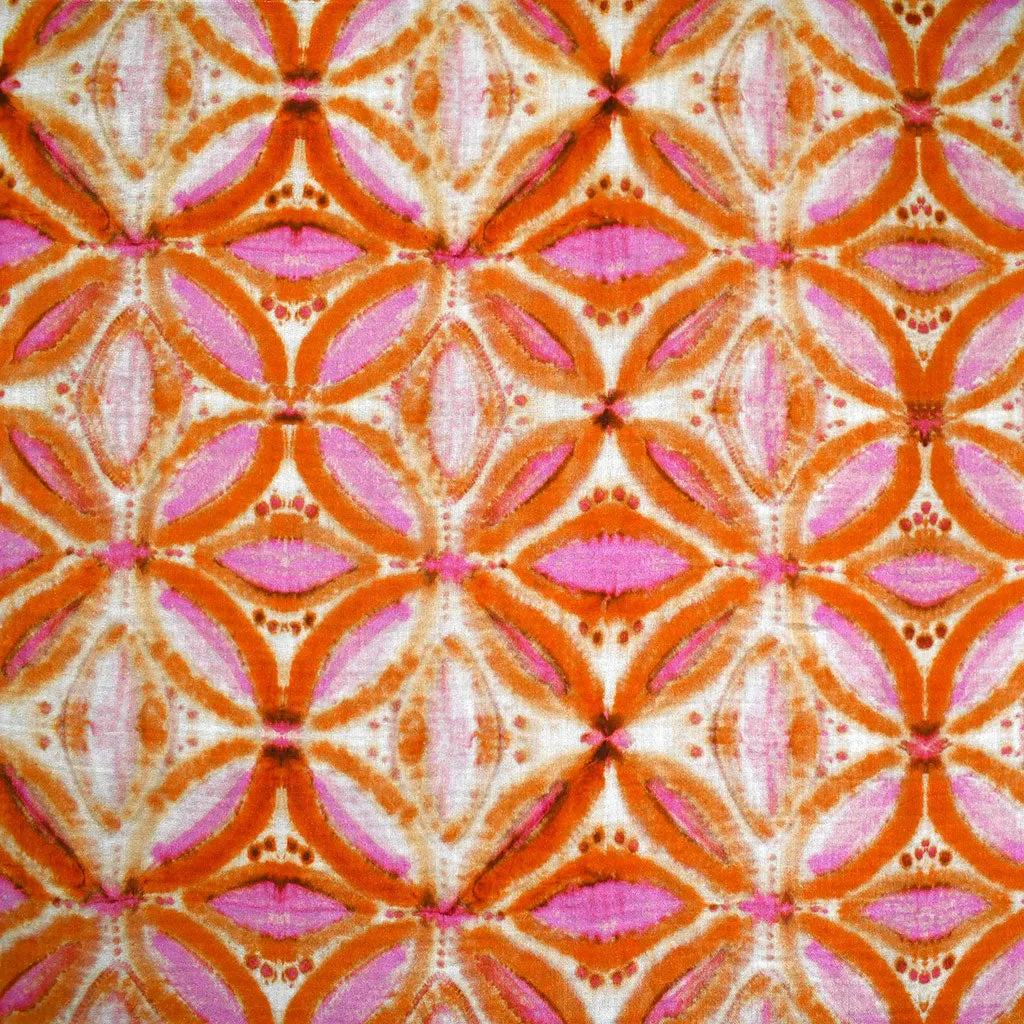 Designer Watercolor Medallion Double Gauze Tangerine/Pink