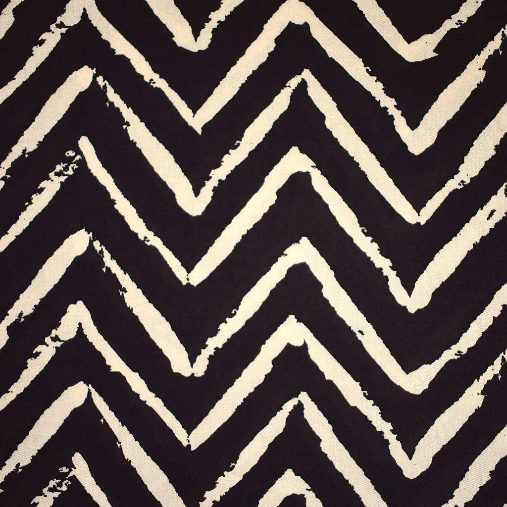 Distressed Chevron Rayon Woven Black/Cream