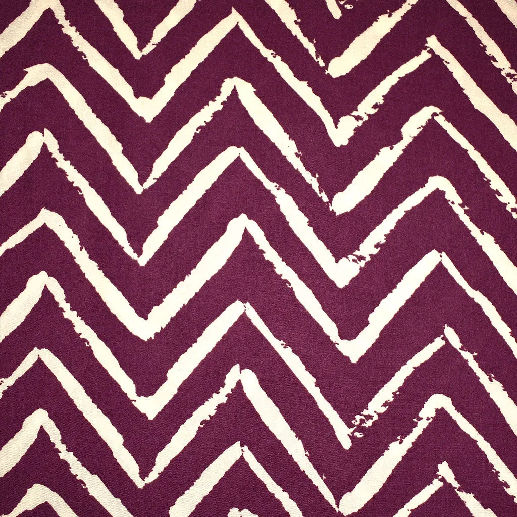 Distressed Chevron Rayon Woven Plum/Cream