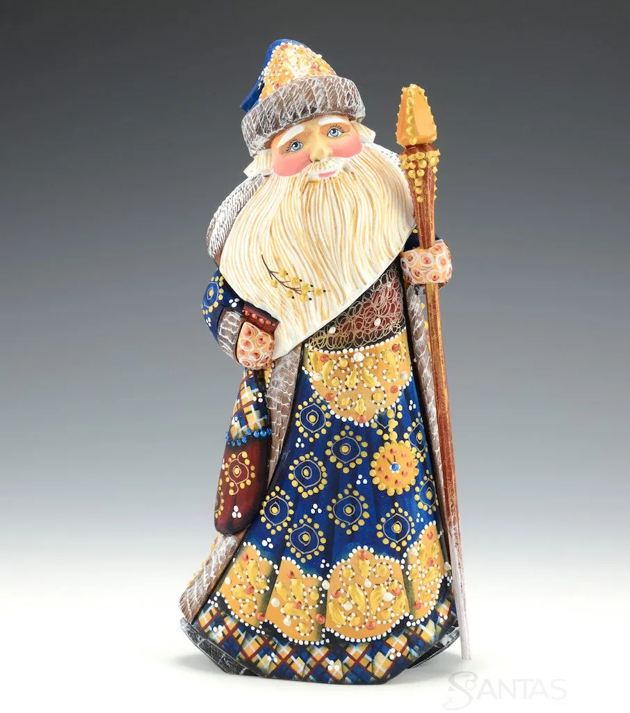 Elegant Blue and Gold Russian Santa