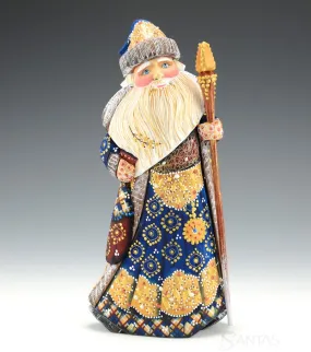 Elegant Blue and Gold Russian Santa