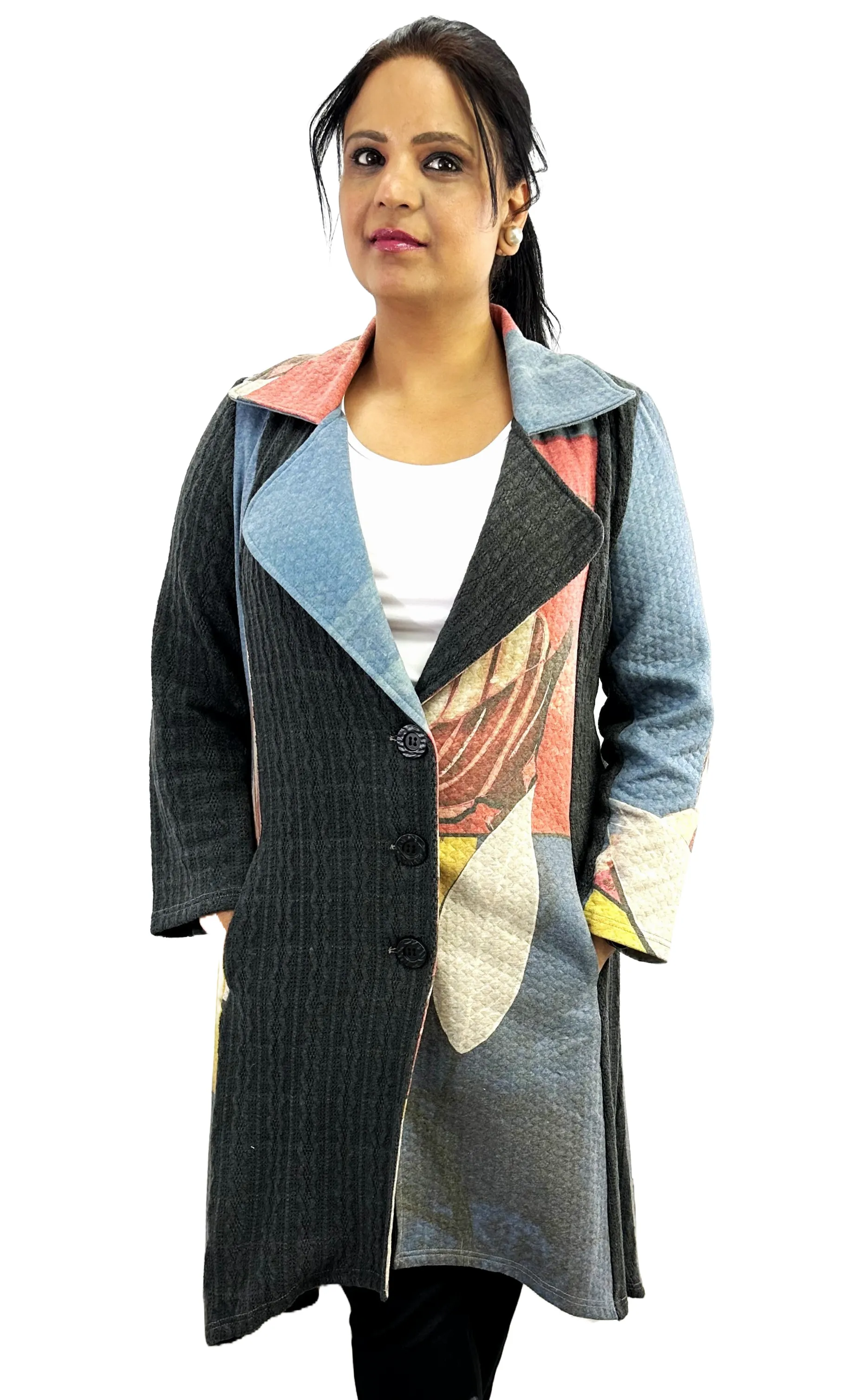 Elegant Printed Long Coat