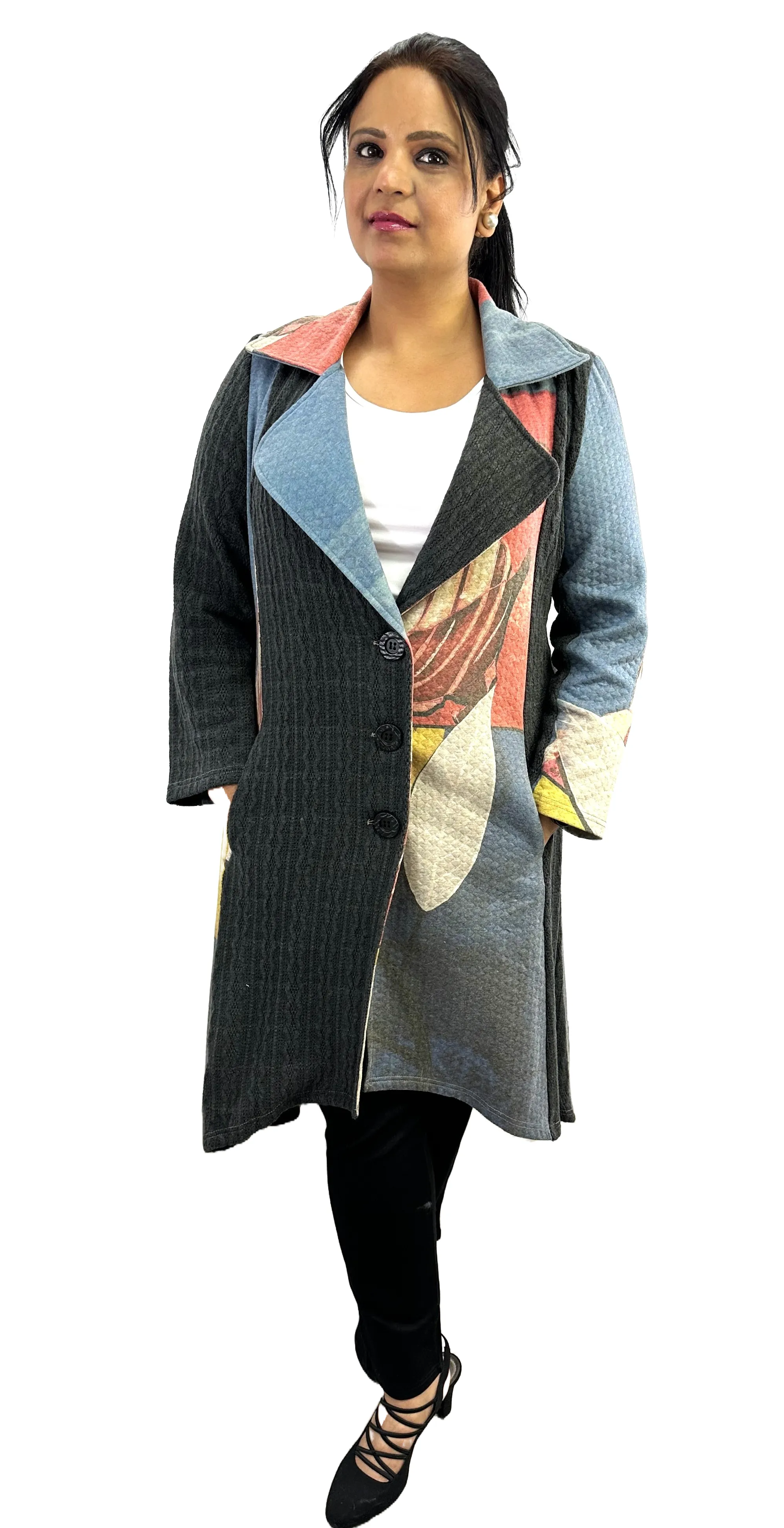 Elegant Printed Long Coat