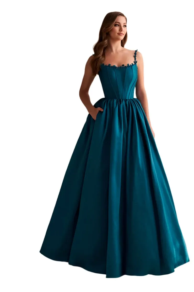 Ellie Wilde EW36221 Long Corset A Line Scoop Ballgown Prom Dress Formal Bridal Guest Couture