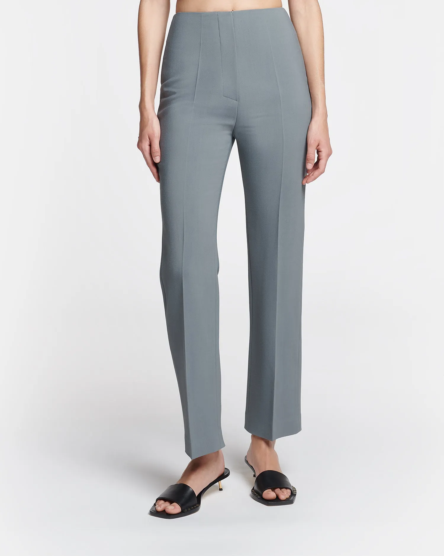 Erinna - Tailored Slim-Leg Trousers - Steel Blue