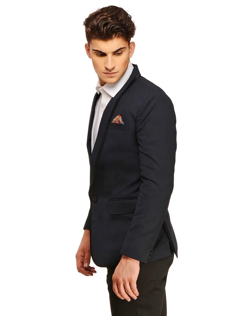 Fashionable Navy Blue Polyviscose Jacket For Men