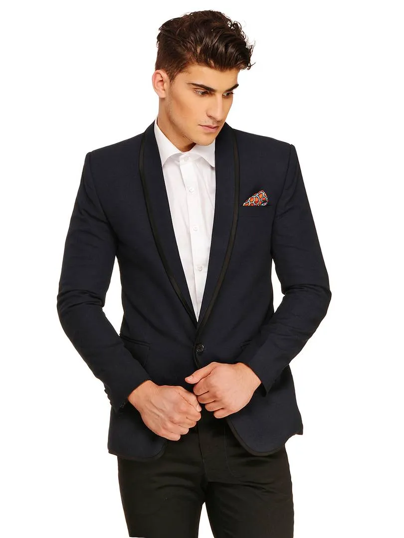 Fashionable Navy Blue Polyviscose Jacket For Men