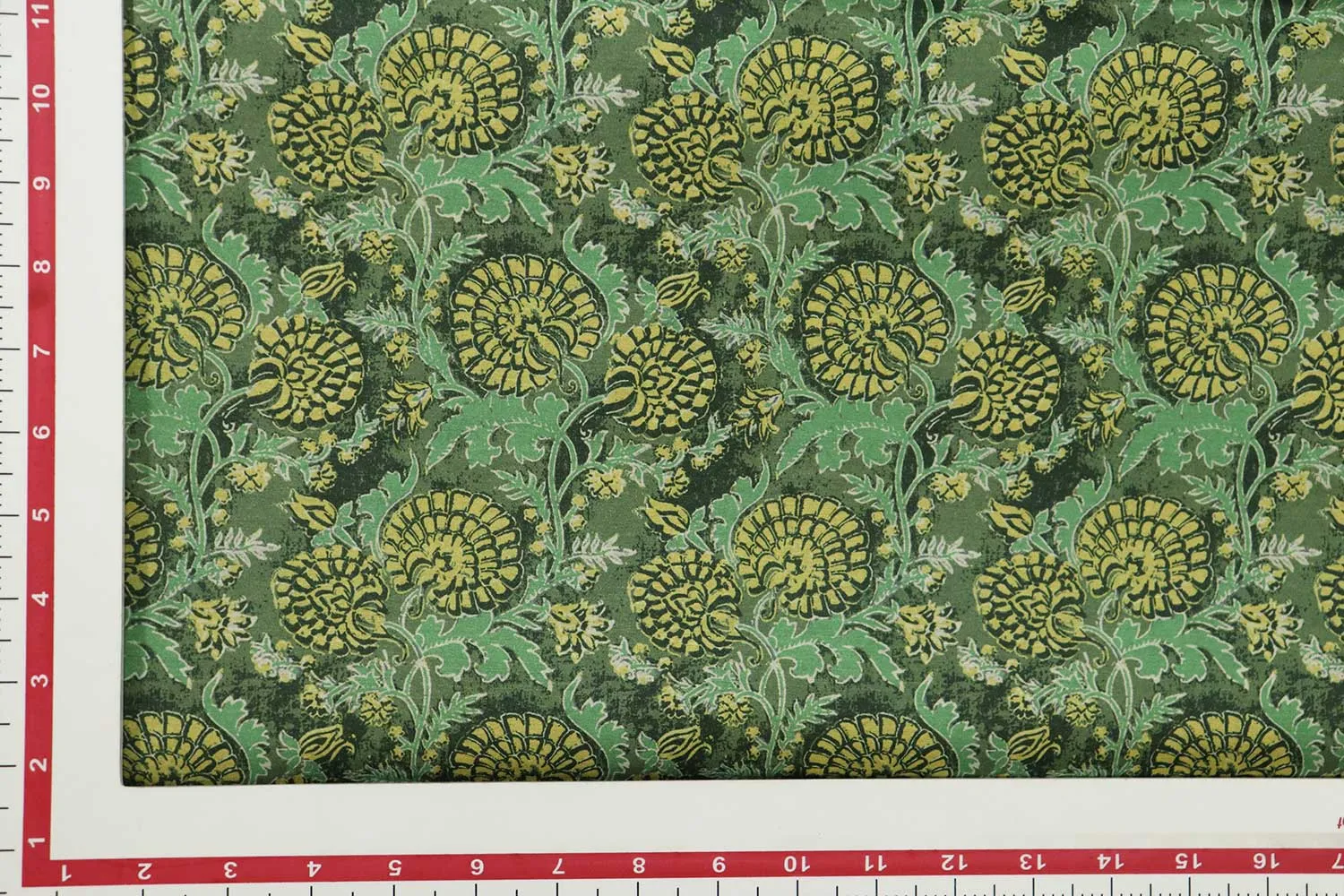 Fern Green Tussar Impressions Fabric