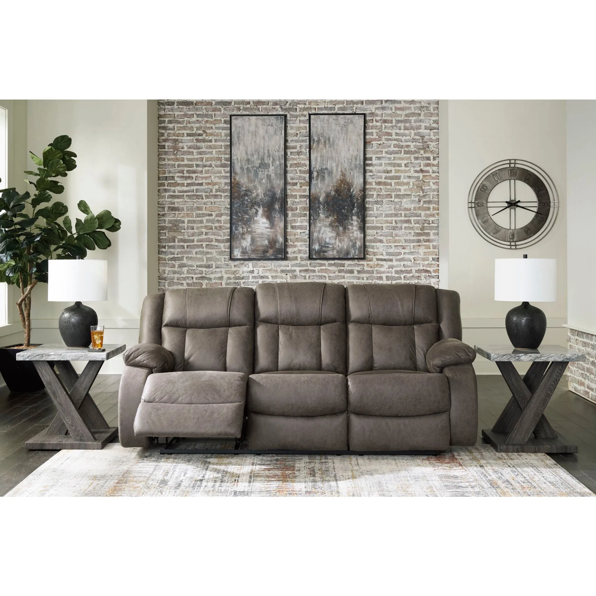 First Base Reclining Sofa - Gunmetal