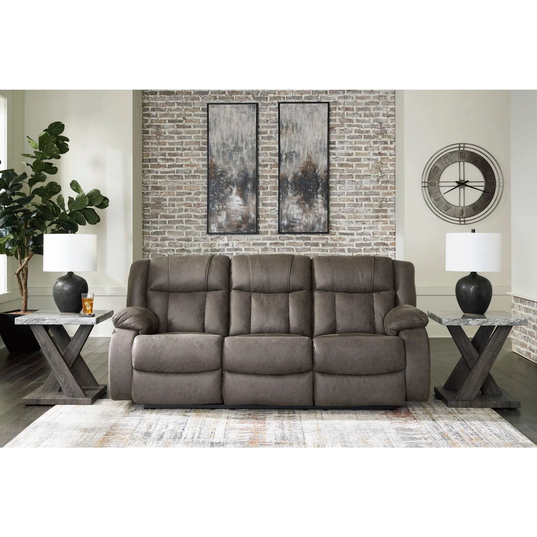 First Base Reclining Sofa - Gunmetal