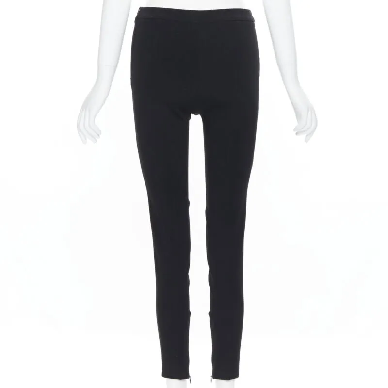 GIAMBATTISTA VALLI black viscose wool blend zipped hem slim trousers XXS 26"