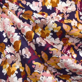 Églantine & Zoé Belle Artistic Floral Rayon Poplin Blue/Rust