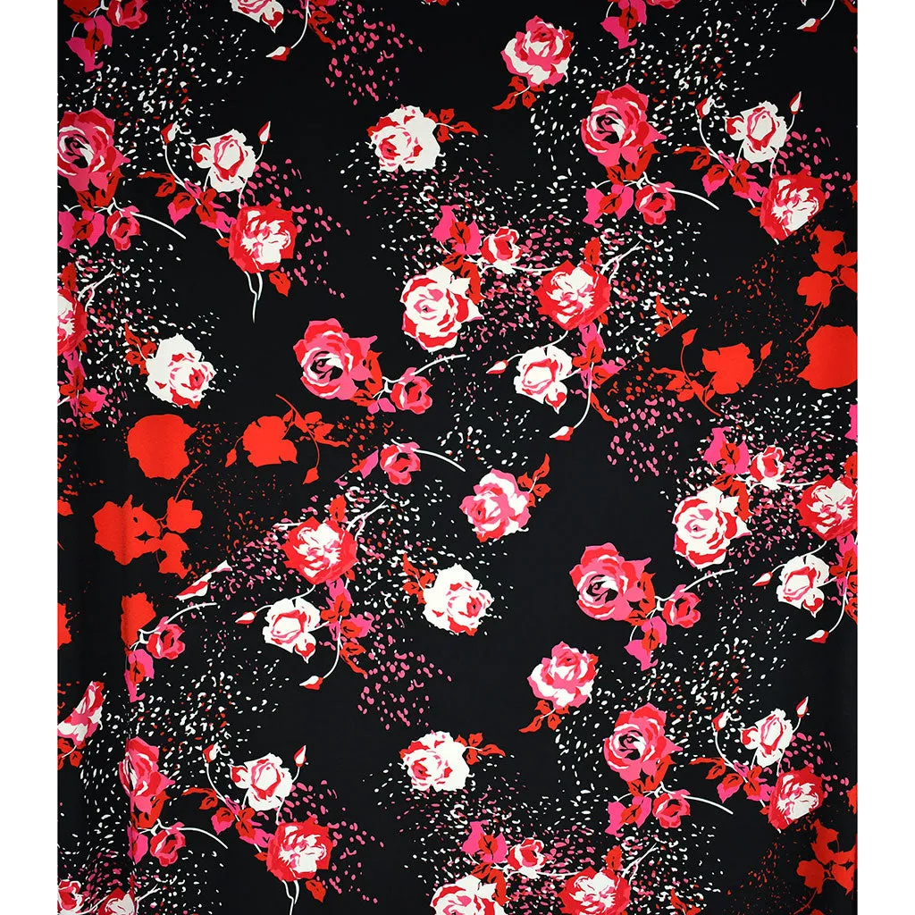 Graphic Rose Floral Geometric ITY Knit Black/Red