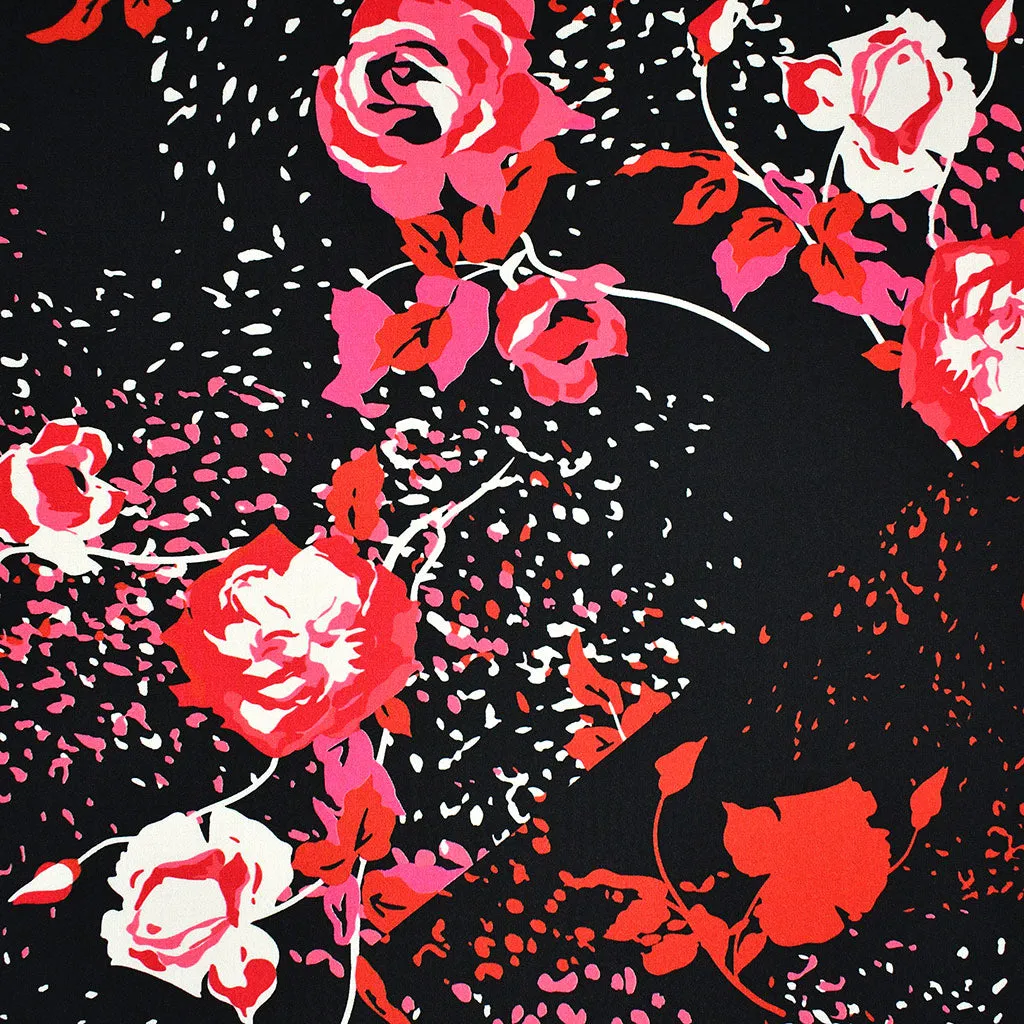 Graphic Rose Floral Geometric ITY Knit Black/Red