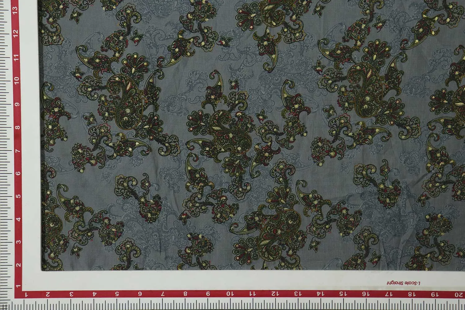 Gray Floral Printed Muslin Polyester Viscose Blend Fabric