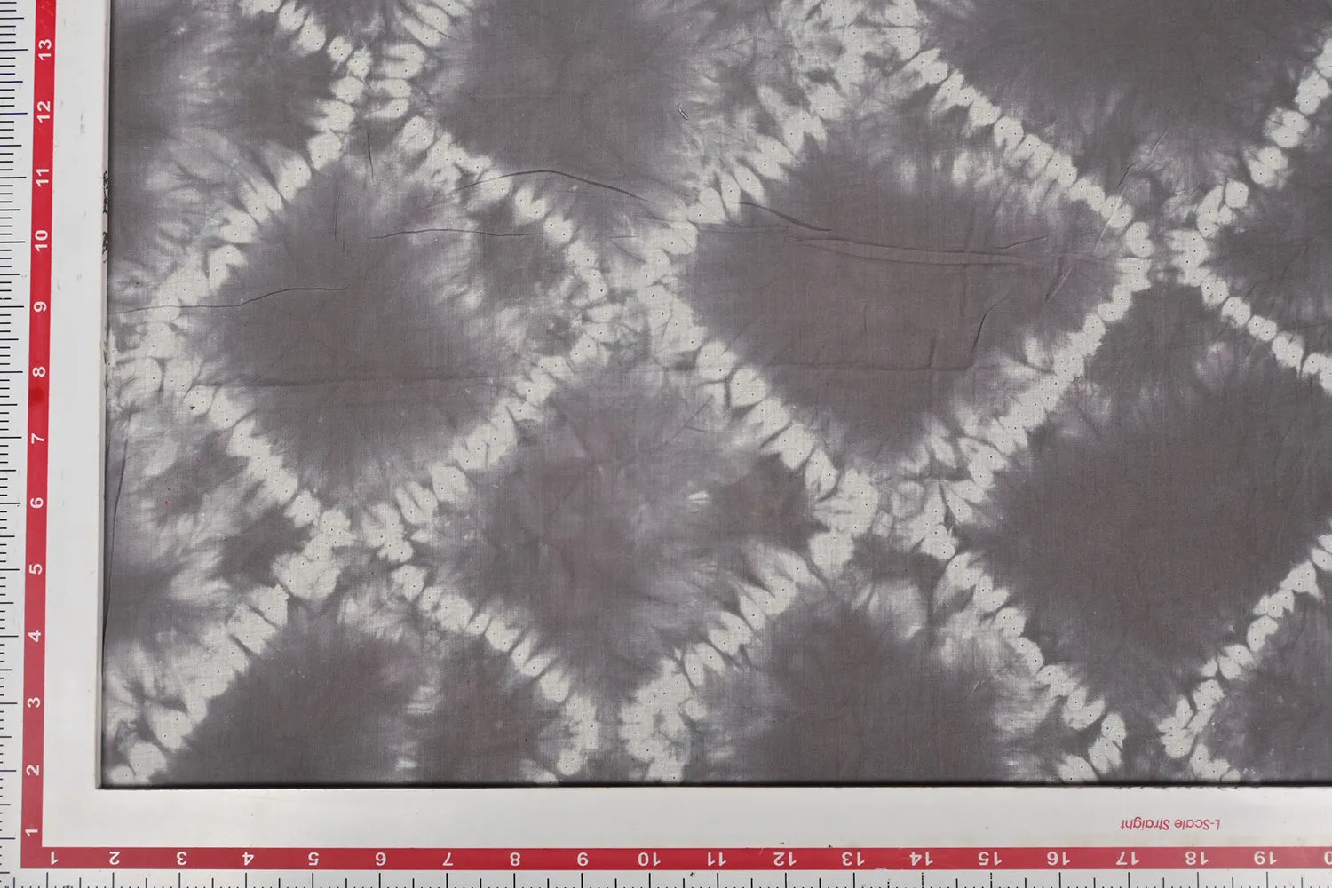 Grey & White Geometric Tie & Dye Cotton Fabric