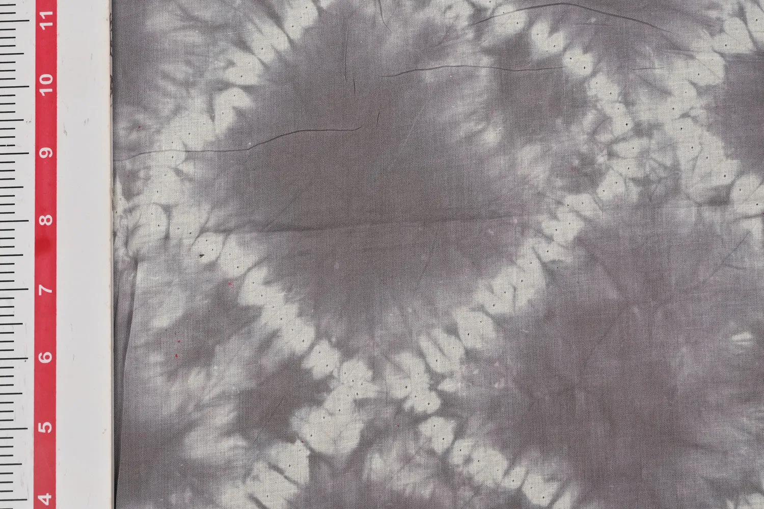 Grey & White Geometric Tie & Dye Cotton Fabric