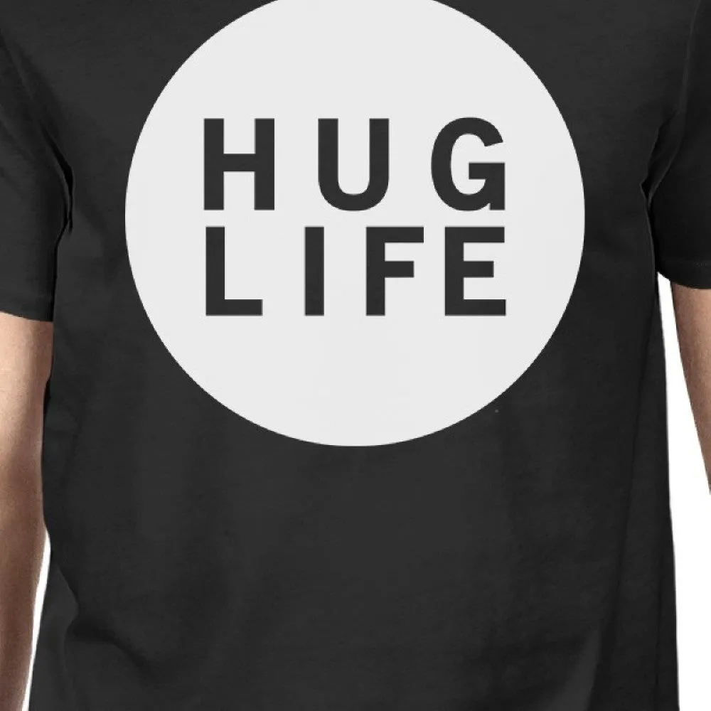 Hug Life Men's Black T-shirt Short Sleeve Simple Graphic Shirt