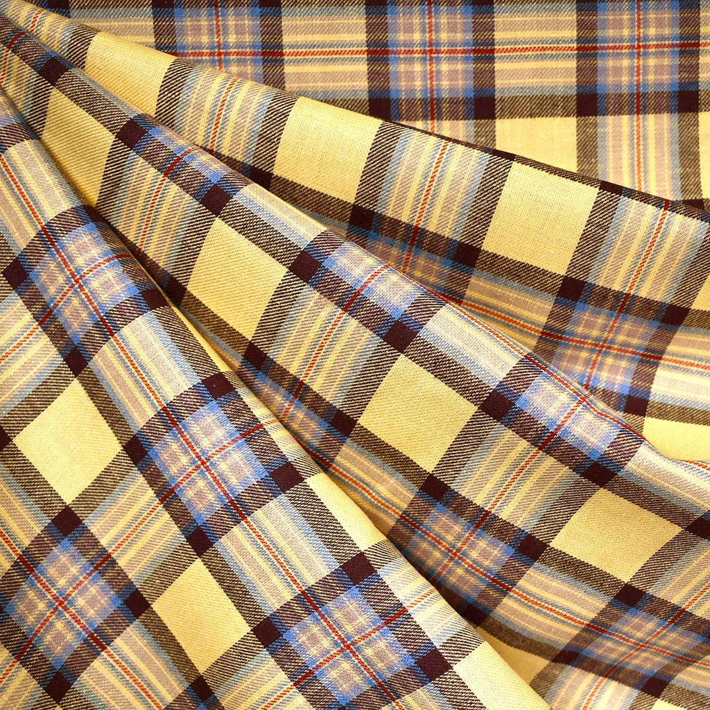 Japanese Autumn Plaid Fine Cotton Twill Shirting Honey