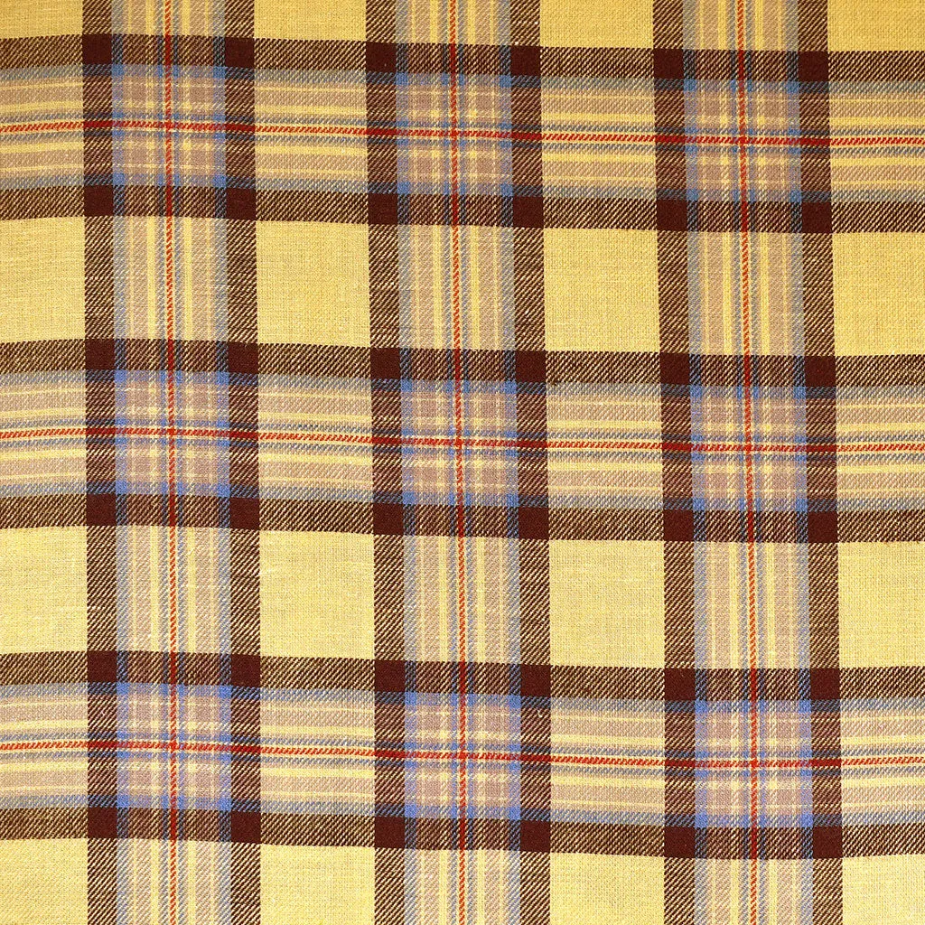 Japanese Autumn Plaid Fine Cotton Twill Shirting Honey