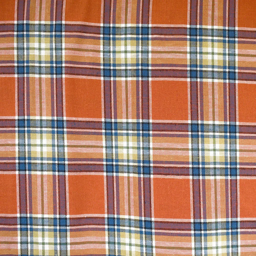 Japanese Autumn Plaid Fine Cotton Twill Shirting Pumpkin