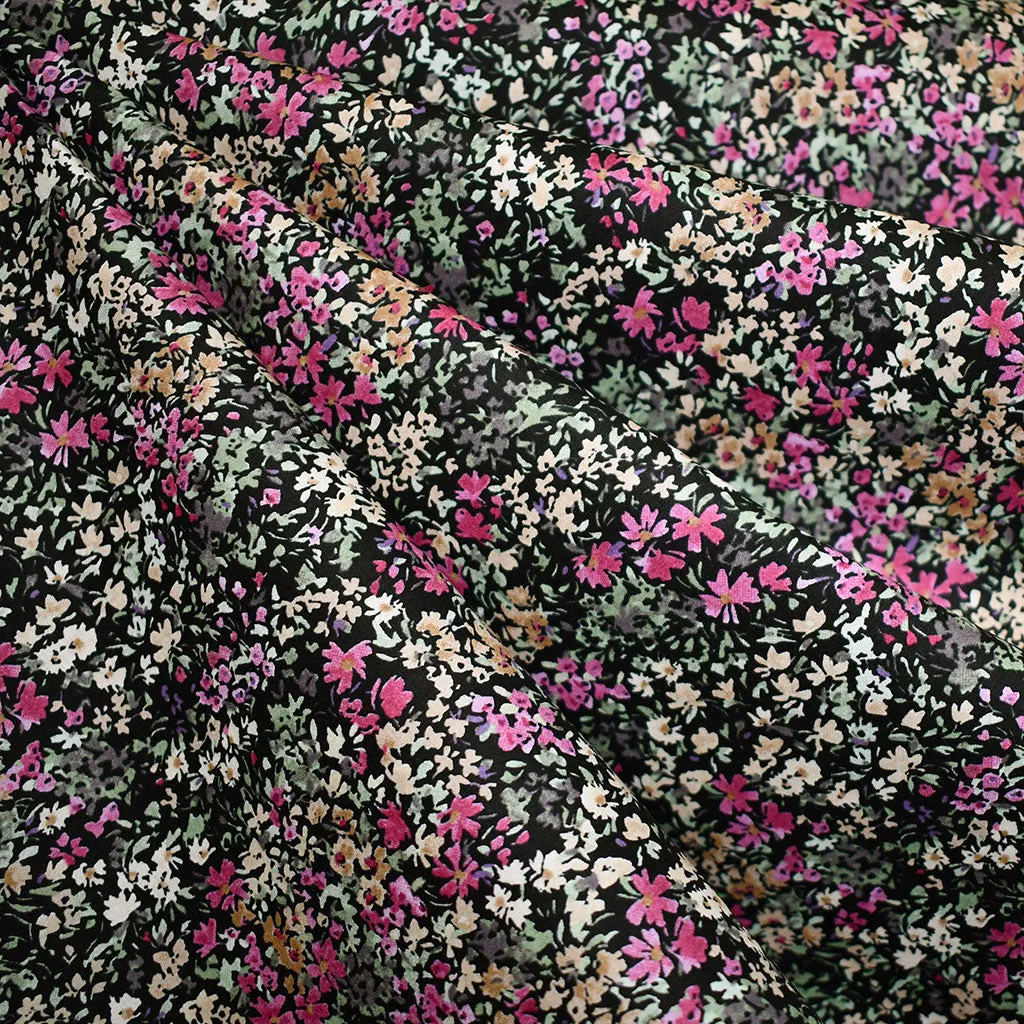 Japanese Ditsy Garden Floral Cotton Lawn Black/Multi