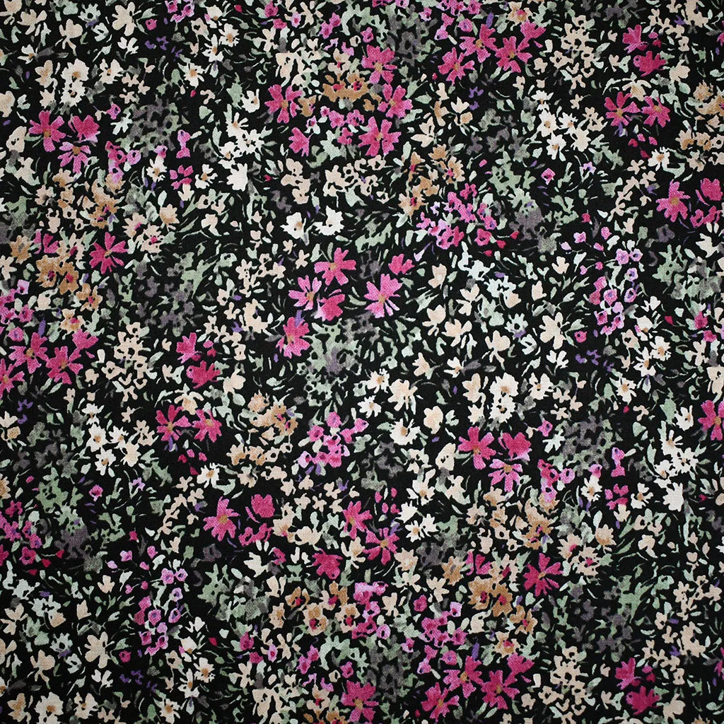 Japanese Ditsy Garden Floral Cotton Lawn Black/Multi