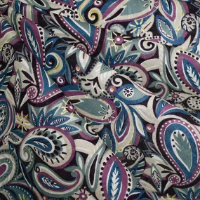 Japanese Paisley Collage Cotton Gauze Ocean/Plum