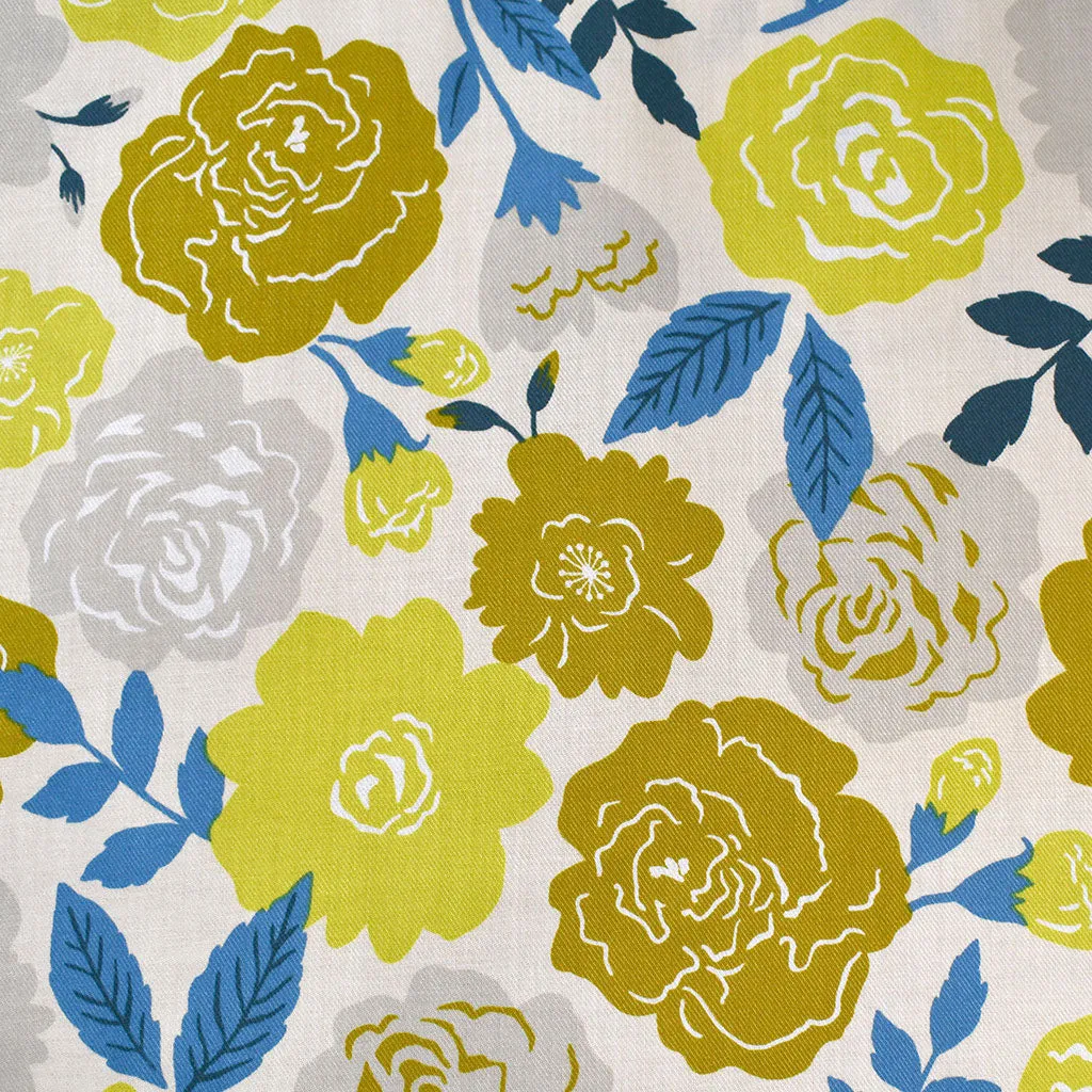 Japanese Tonal Rose Garden Cotton Twill Shirting Citron